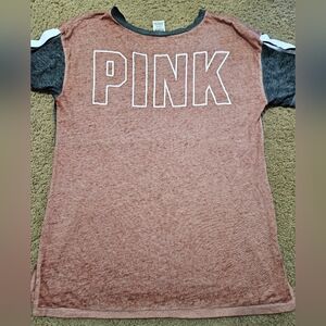 PINK Victoria's Secret Vintage Oversized Burnout Spellout Tee